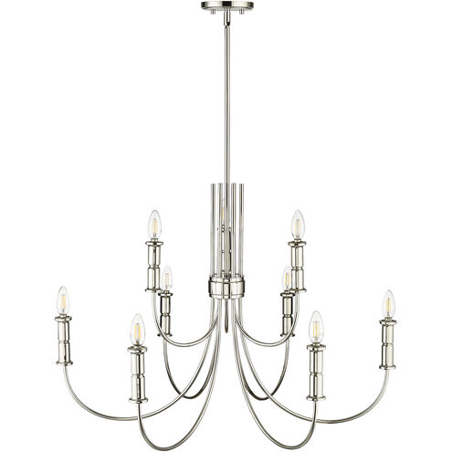 Potiss 9 Light 34 inch Polished Nickel Chandelier Ceiling Light